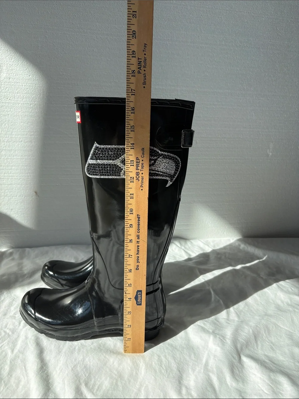 Seahawks Womens Hunter Tall Glossy Black Rainboots, size 10